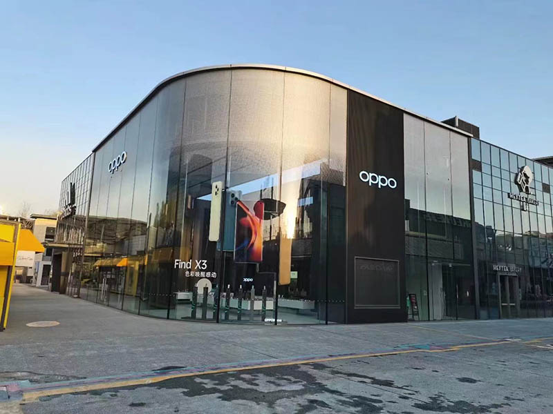 五棵松OPPO店，Uv定制圓點裝飾膜施工案例